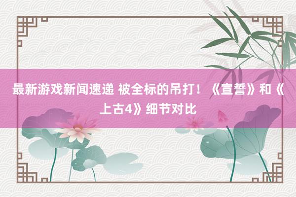 最新游戏新闻速递 被全标的吊打！《宣誓》和《上古4》细节对比